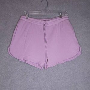 ATM Shorts Womens Casual Solid Purple Stretch High Rise Peru Drawstring L New
